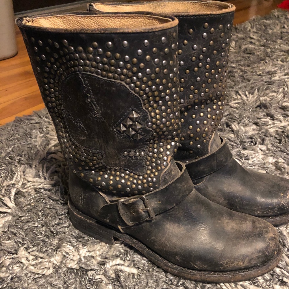 Frye Jenna Skull Boots Moto 6